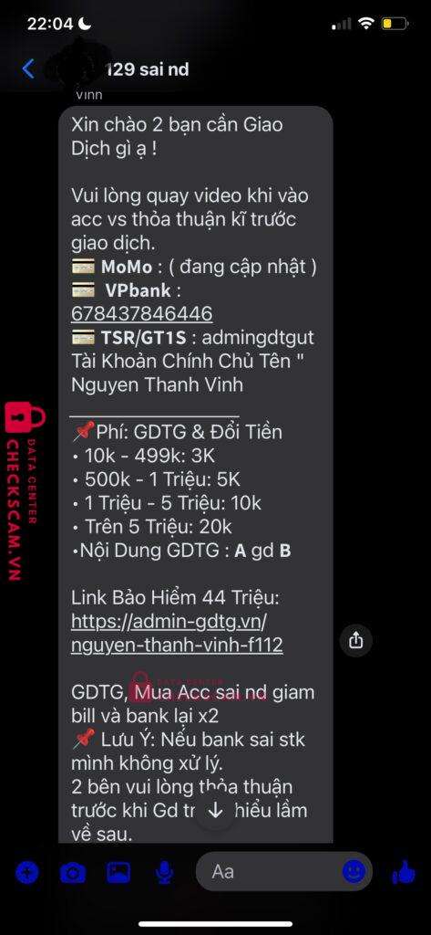 678437846446 Nguyen Thanh Vinh VP BANK bị cảnh báo lừa đảo scam