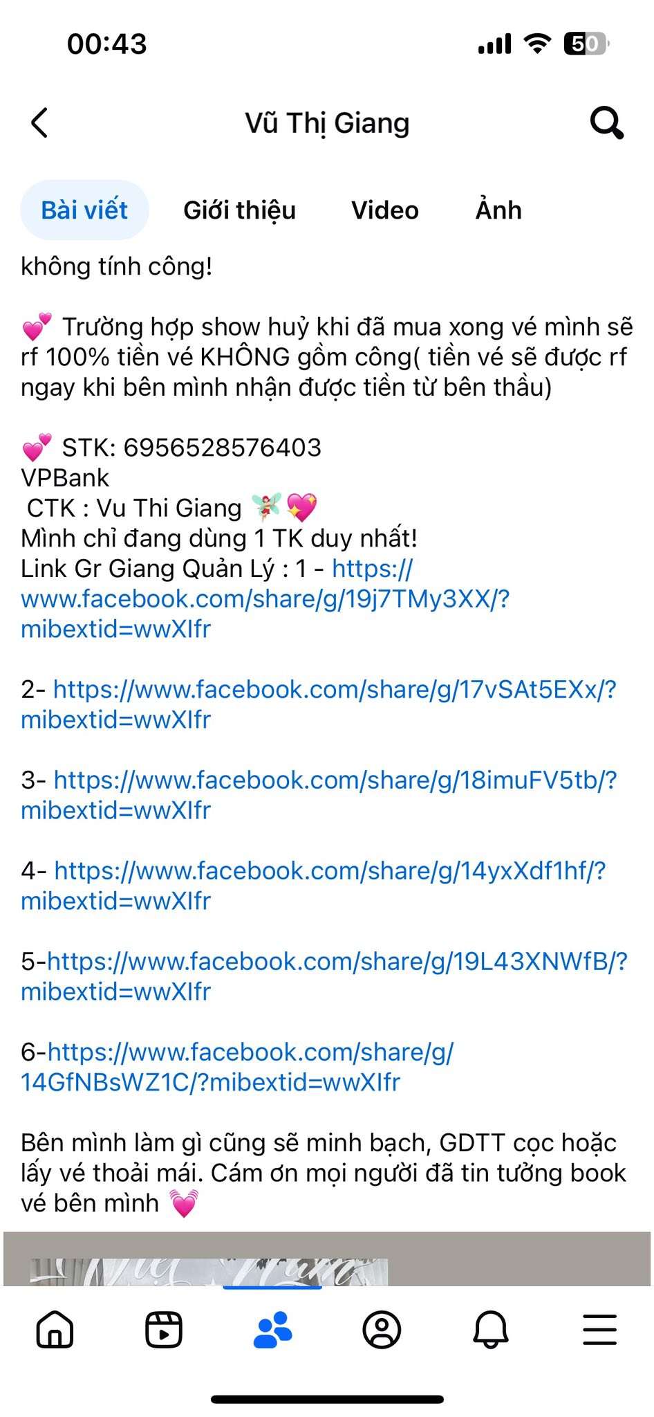 6956528576403 Vu Thi Giang VP BANK bị cảnh báo lừa đảo scam