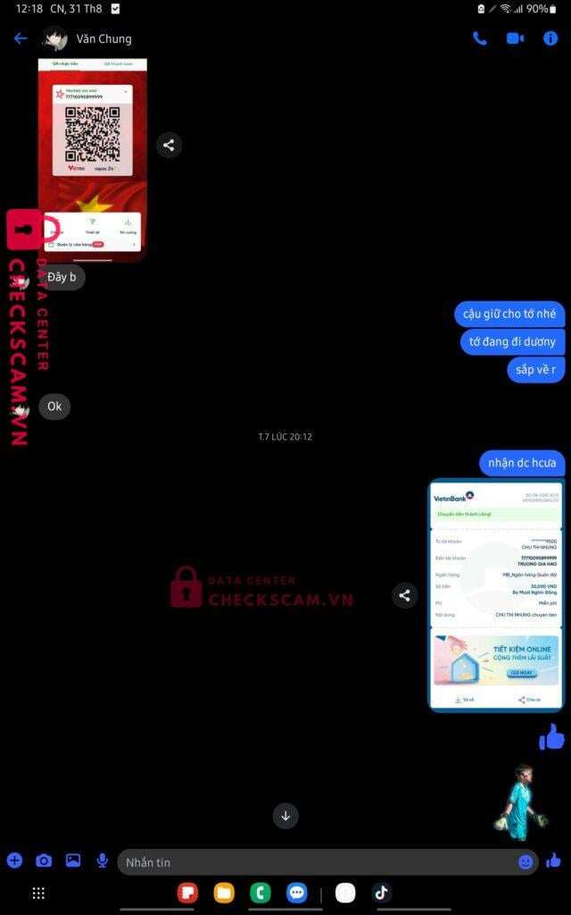 77710090899999 Truong Gia Hao MB bị cảnh báo lừa đảo scam