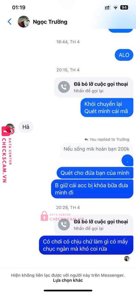 79798386999900 Dang Ngoc Truong Techcombank bị cảnh báo lừa đảo scam