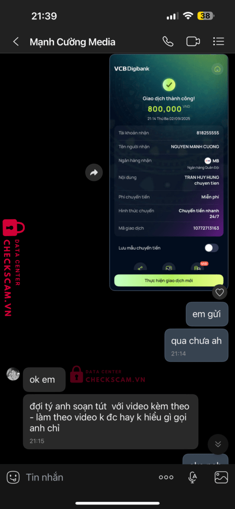 818255555 Nguyen Manh Cuong MB bị cảnh báo lừa đảo scam