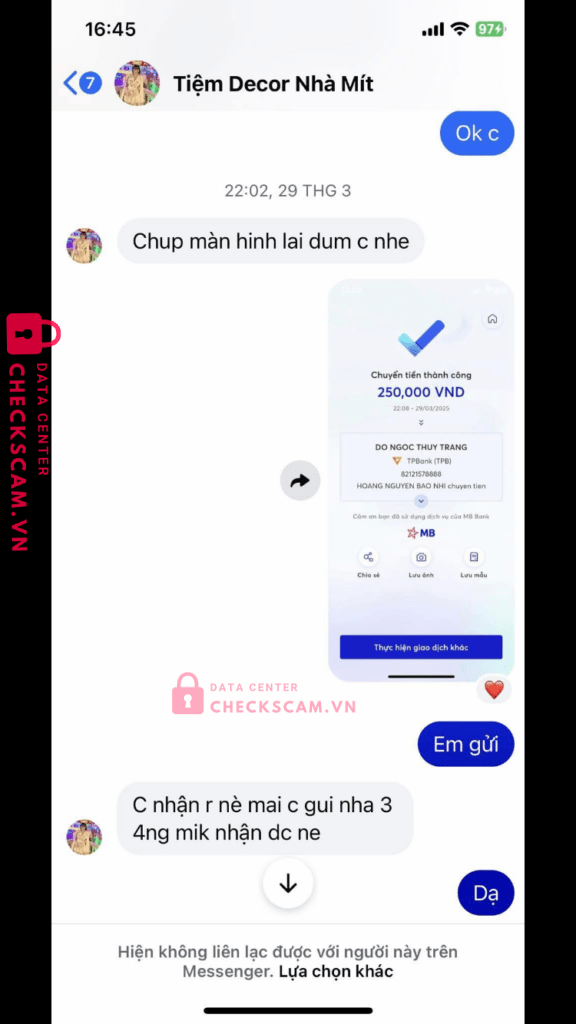 82121578888 Do Ngoc Thuy Trang TP BANK bị cảnh báo lừa đảo scam
