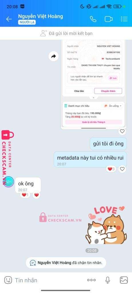 8386241106 Nguyen Viet Hoang Techcombank bị cảnh báo lừa đảo scam