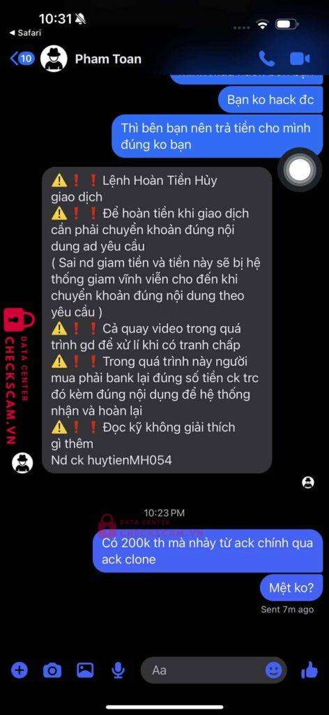 86068050408 Tran Huu An Phu MB bị cảnh báo lừa đảo scam
