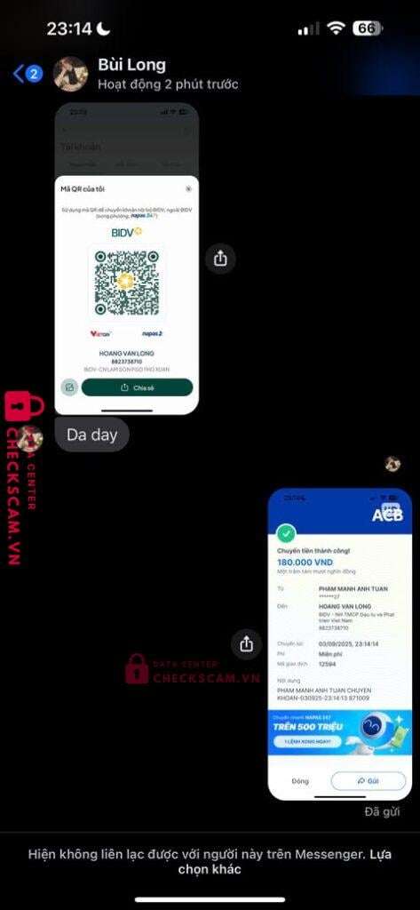 8823738710 Hoang Van Long BIDV bị cảnh báo lừa đảo scam