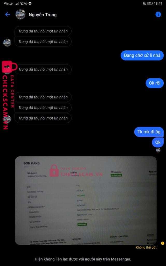 88886789100 Nguyen Van Trung Techcombank bị cảnh báo lừa đảo scam