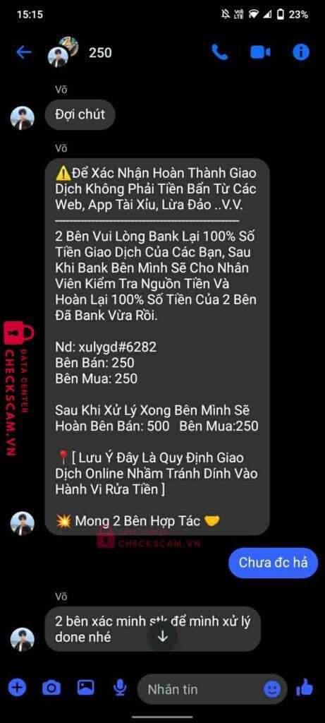8888999920066 Vo Dang Huy Techcombank bị cảnh báo lừa đảo scam