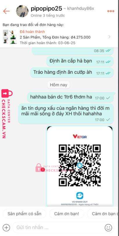 88898018615593 Vo Khanh Duy MSB bị cảnh báo lừa đảo scam