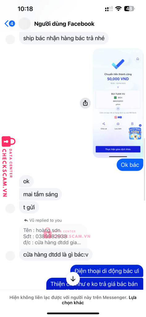 8892928101 Bui Tuan Vu BIDV bị cảnh báo lừa đảo scam