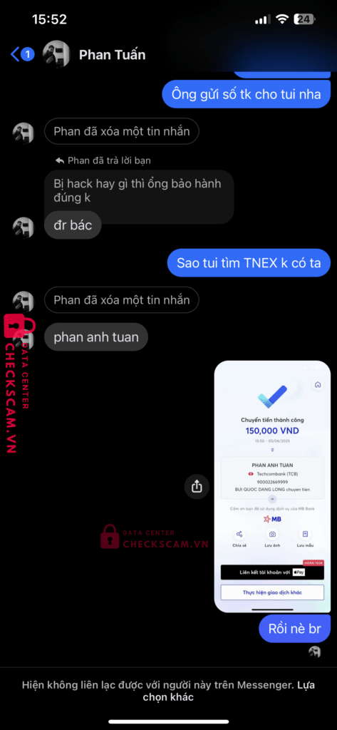 900022669999 Phan Anh Tuan Techcombank bị cảnh báo lừa đảo scam