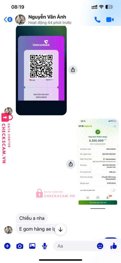9397459639 Nguyen Van Anh VCB bị cảnh báo lừa đảo scam