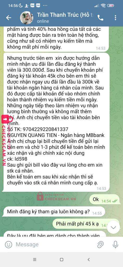 9704229220841337 Nguyen Quang Tien MB bị cảnh báo lừa đảo scam