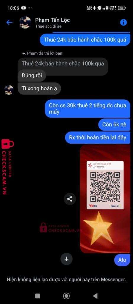 03369369999 Ma Quang Duy MB bị cảnh báo lừa đảo scam