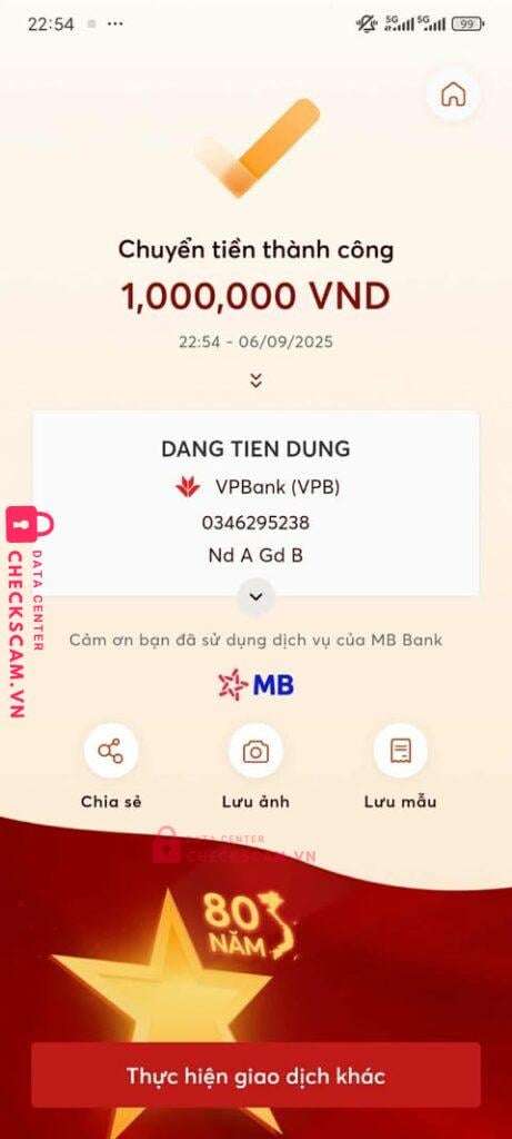 0346295238 Dang Tien Dung VP BANK bị cảnh báo lừa đảo scam