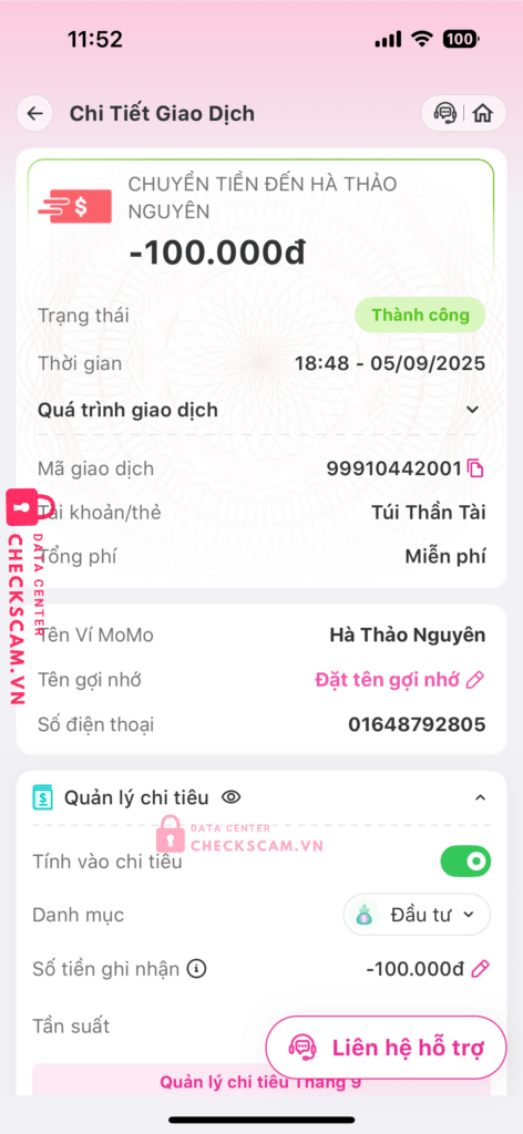 0348792805 Ha Thao Nguyen Momo bị cảnh báo lừa đảo scam