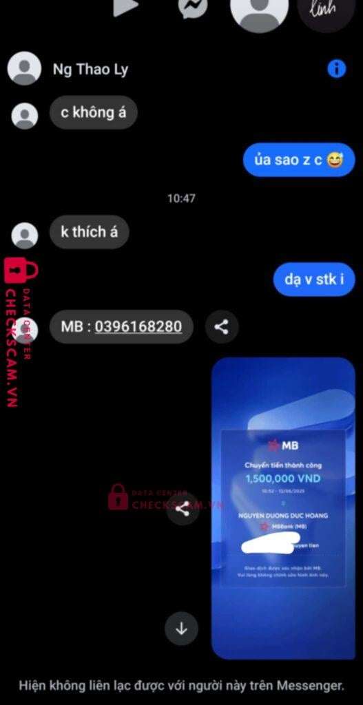 0396168280 Nguyen Duong Duc Hoang MB bị cảnh báo lừa đảo scam