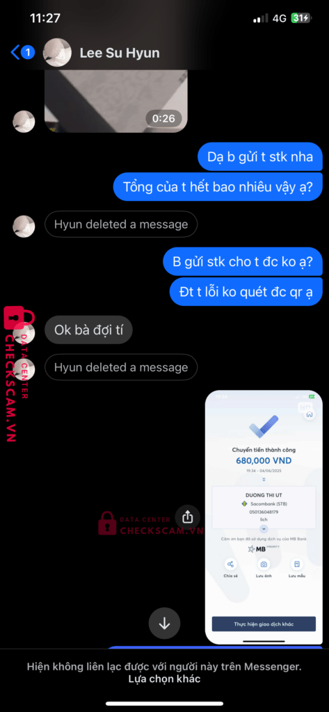 050136048179 Duong Thi Ut Sacombank bị cảnh báo lừa đảo scam