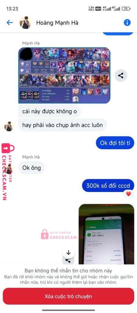 062336987 Hoang Manh Ha VIB bị cảnh báo lừa đảo scam