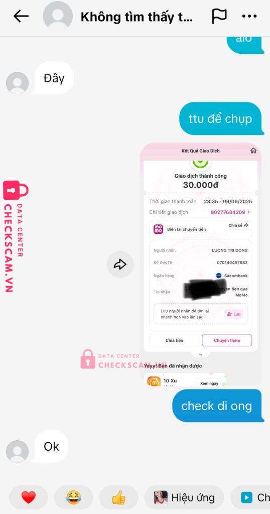 070140457882 Luong Tri Dong Sacombank bị cảnh báo lừa đảo scam