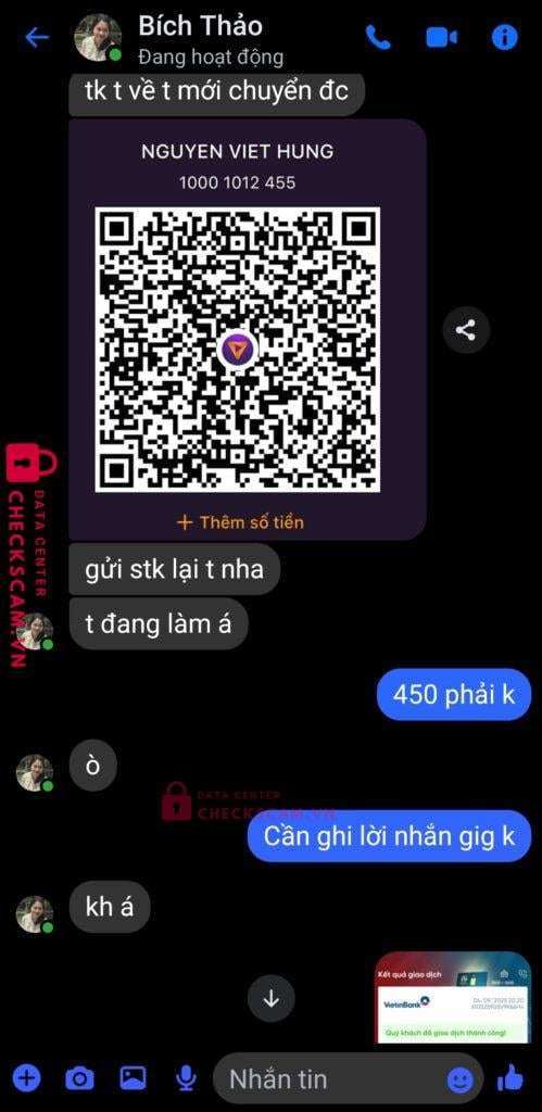 10001012455 Nguyen Viet Hung TP BANK bị cảnh báo lừa đảo scam