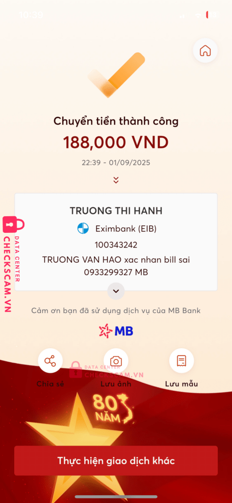 100343242 Truong Thi Hanh Eximbank bị cảnh báo lừa đảo scam