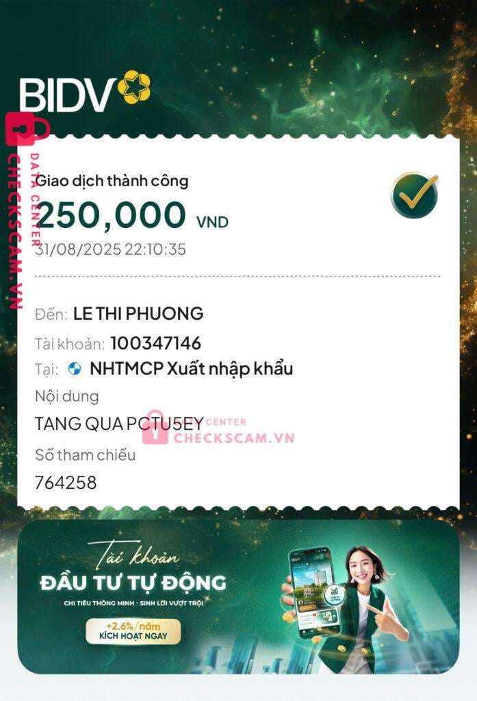 100347146 Le Thi Phuong Eximbank bị cảnh báo lừa đảo scam