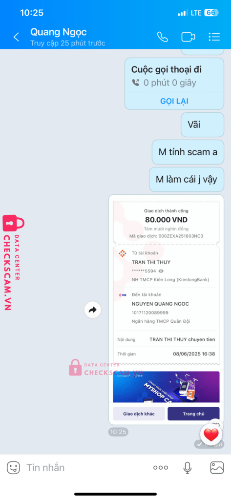 10171120089999 Nguyen Quang Ngoc MB bị cảnh báo lừa đảo scam