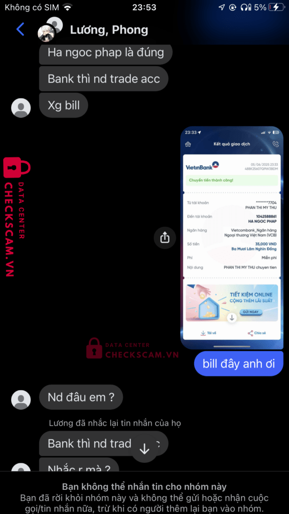 1042588861 Ha Ngoc Phap VCB bị cảnh báo lừa đảo scam