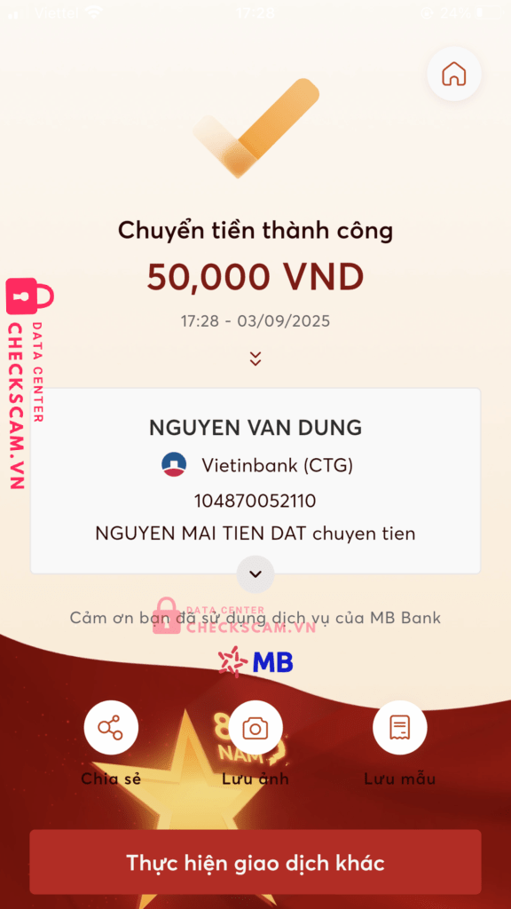 104870052110 Nguyen Van Dung Vietinbank bị cảnh báo lừa đảo scam