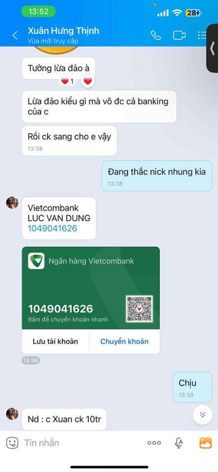 1049041626 Luc Van Dung VCB bị cảnh báo lừa đảo scam