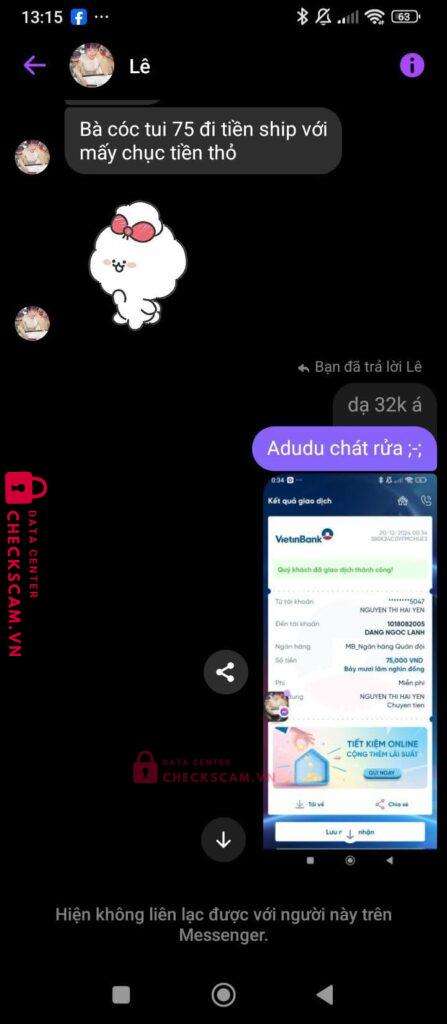 1050488629 Nguyen Truong Huy VCB bị cảnh báo lừa đảo scam