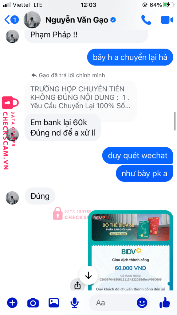 147895 Le Tu Tien MB bị cảnh báo lừa đảo scam