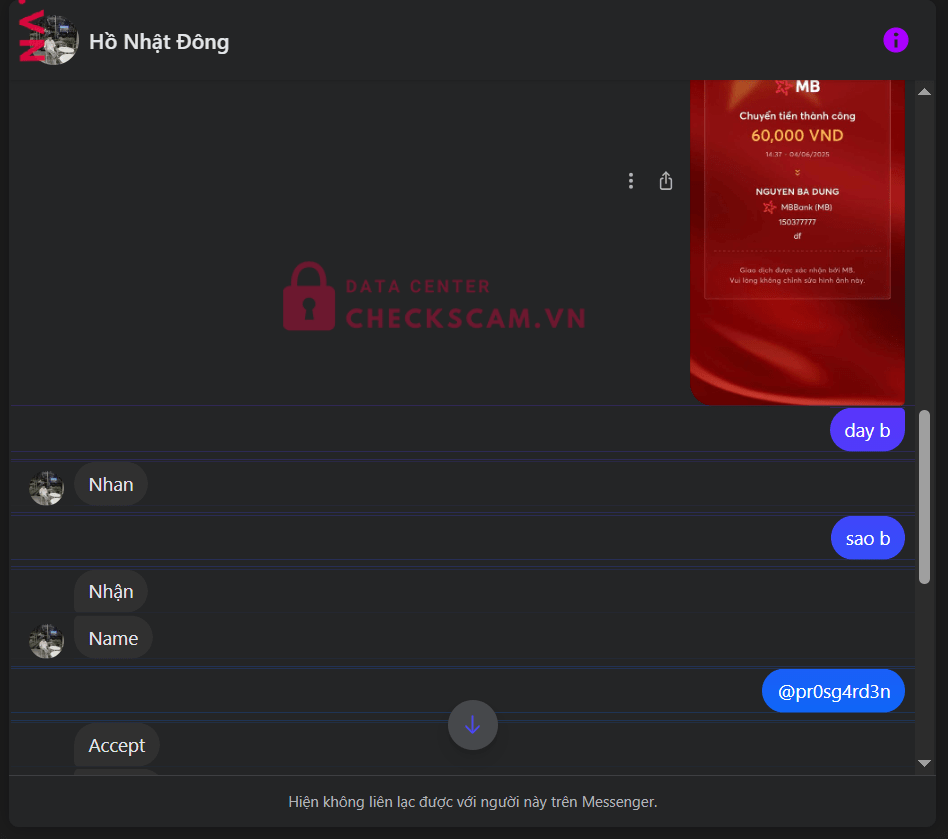 150377777 Nguyen Ba Dung MB bị cảnh báo lừa đảo scam