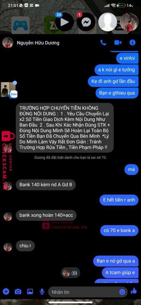 19073040922014 Hoang Thi Hong Techcombank bị cảnh báo lừa đảo scam