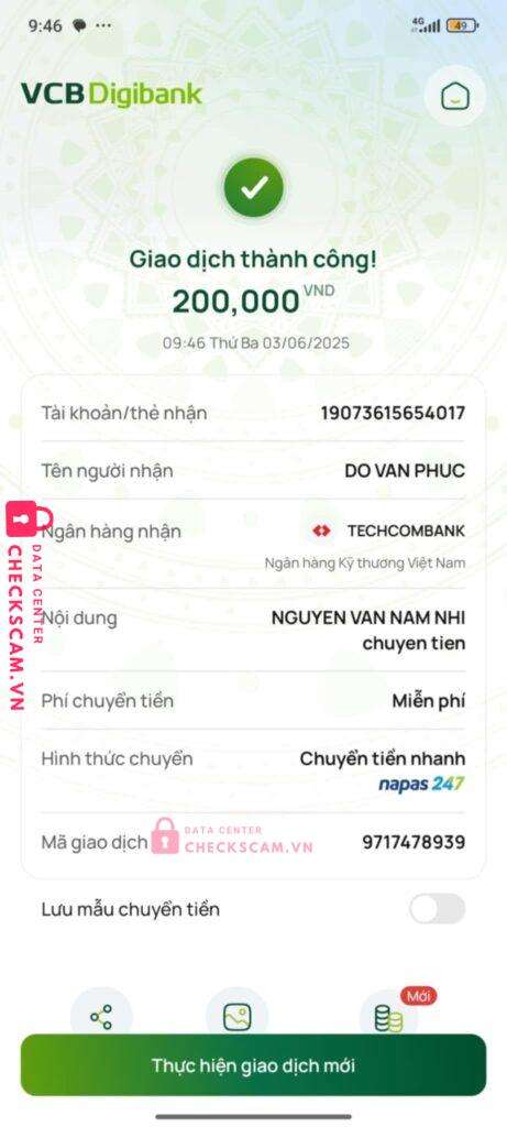 19073615654017 Do Van Phuc Techcombank bị cảnh báo lừa đảo scam
