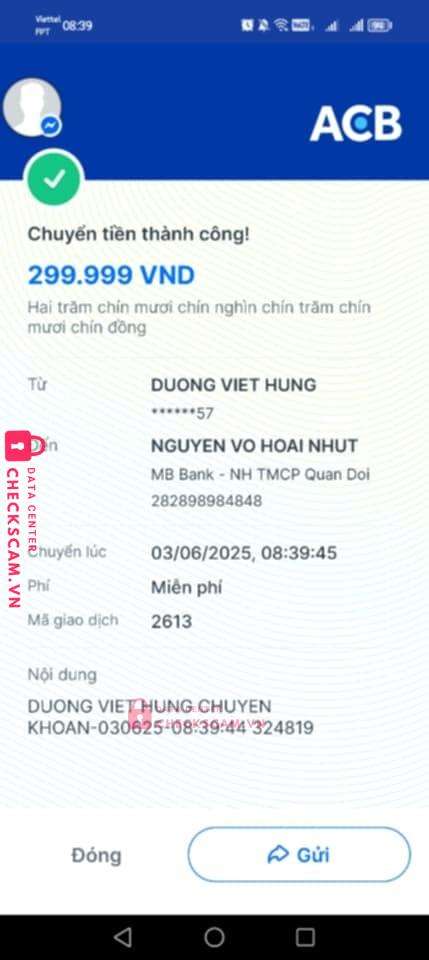 282898984848 Nguyen Vo Hoai Nhut MB bị cảnh báo lừa đảo scam