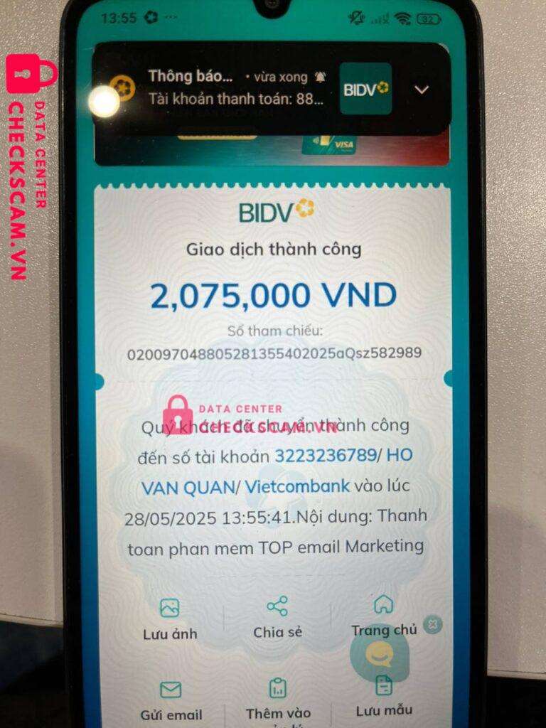 3223236789 Ho Van Quan VCB bị cảnh báo lừa đảo scam