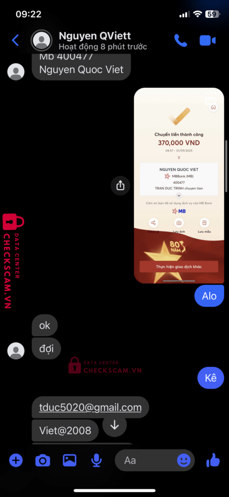400477 Nguyen Quoc Viet MB bị cảnh báo lừa đảo scam
