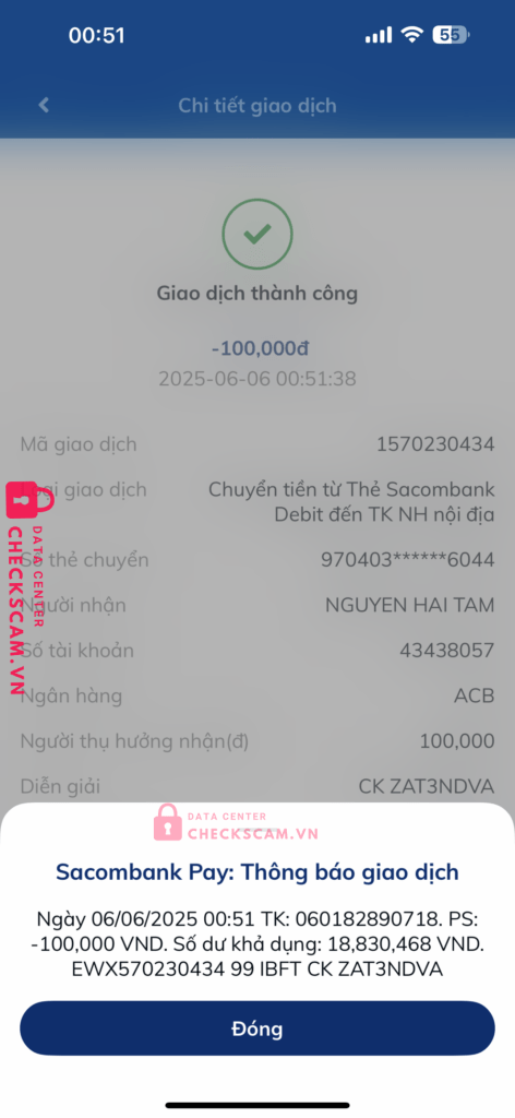 43438057 Nguyen Hai Tam ACB bị cảnh báo lừa đảo scam