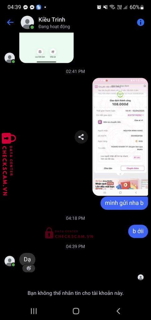 45556617979 Nguyen Thi Thanh Ngan TP BANK bị cảnh báo lừa đảo scam