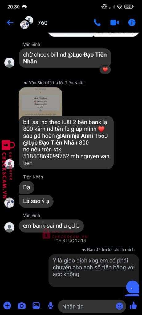 51840869099762 Nguyen Van Tien MB bị cảnh báo lừa đảo scam