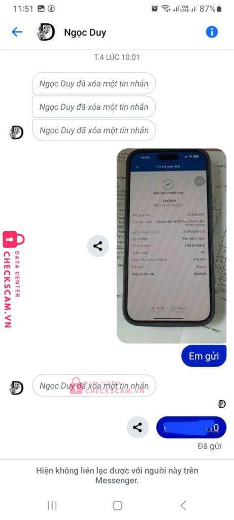 54509090909 Bui Ngoc Duy MB bị cảnh báo lừa đảo scam