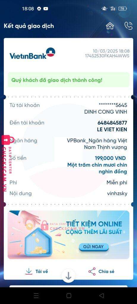 6484845877 Le Viet Kien VP BANK bị cảnh báo lừa đảo scam