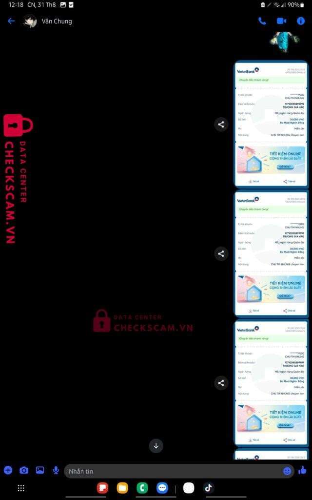 77710090899999 Truong Gia Hao MB bị cảnh báo lừa đảo scam