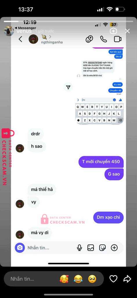 80000797048 Duong Thi Thuan MSB bị cảnh báo lừa đảo scam