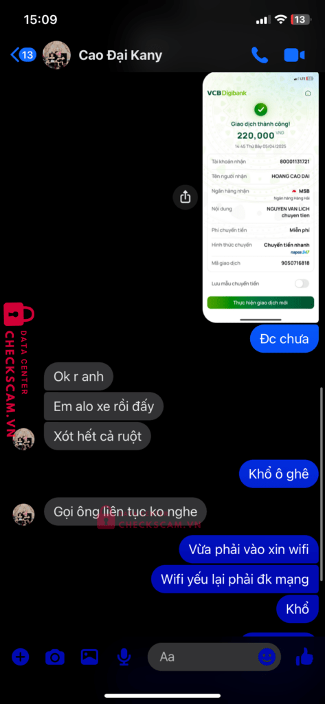80001131721 Hoang Cao Dai MSB bị cảnh báo lừa đảo scam