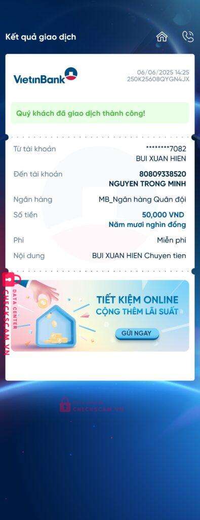 80809338520 Nguyen Trong Minh MB bị cảnh báo lừa đảo scam