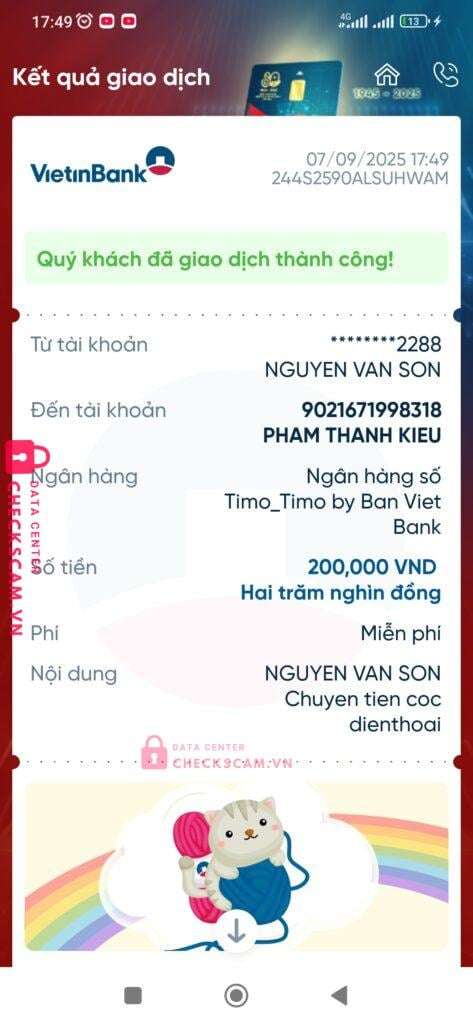 9021671998318 Pham Thanh Kieu Timo bị cảnh báo lừa đảo scam