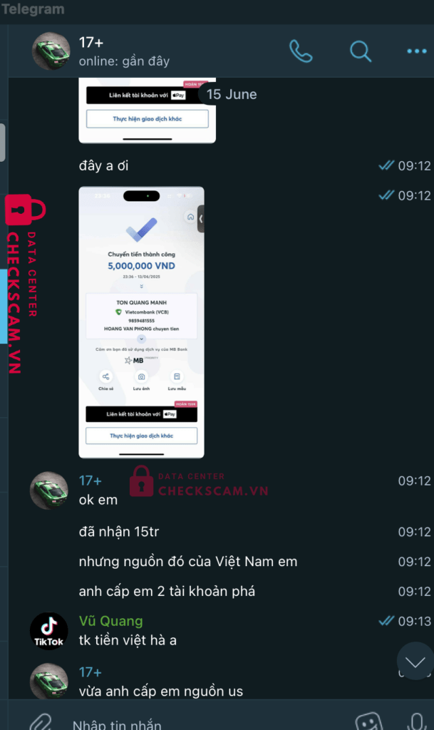 9859481555 Ton Quang Manh VCB bị cảnh báo lừa đảo scam