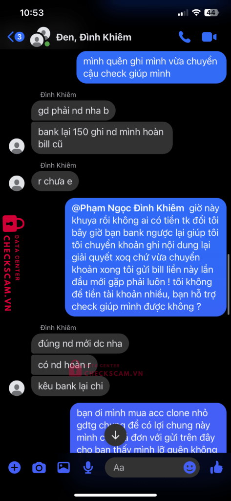 99MM25157M76000315 Pham Ngoc Dinh Khiem BV BANK bị cảnh báo lừa đảo scam